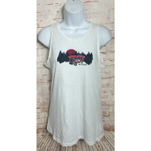 Columbia White Tank Top Women's Sz M Camping Outdoors Cotton Shirt Van Life Tee